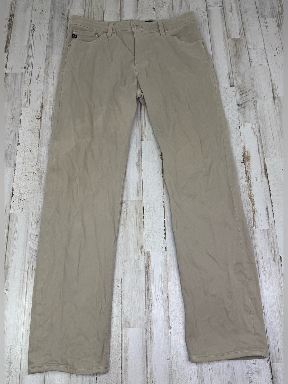 AG Adriano Goldschmied Jeans Mens 32x31 Beige Denim The Graduate Straight Leg